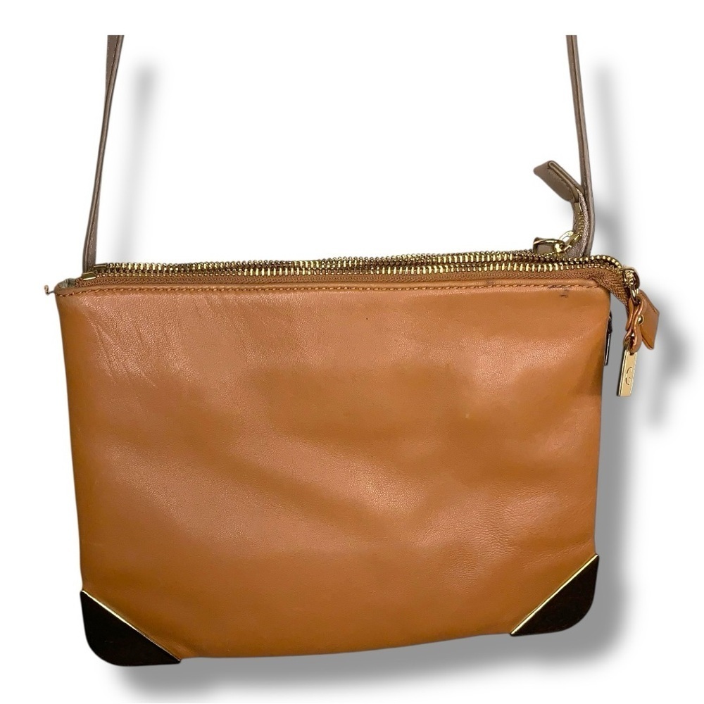 Gili Leather Purse Tri Color Genuine Crossbody Style Gold Accent Travel Festival